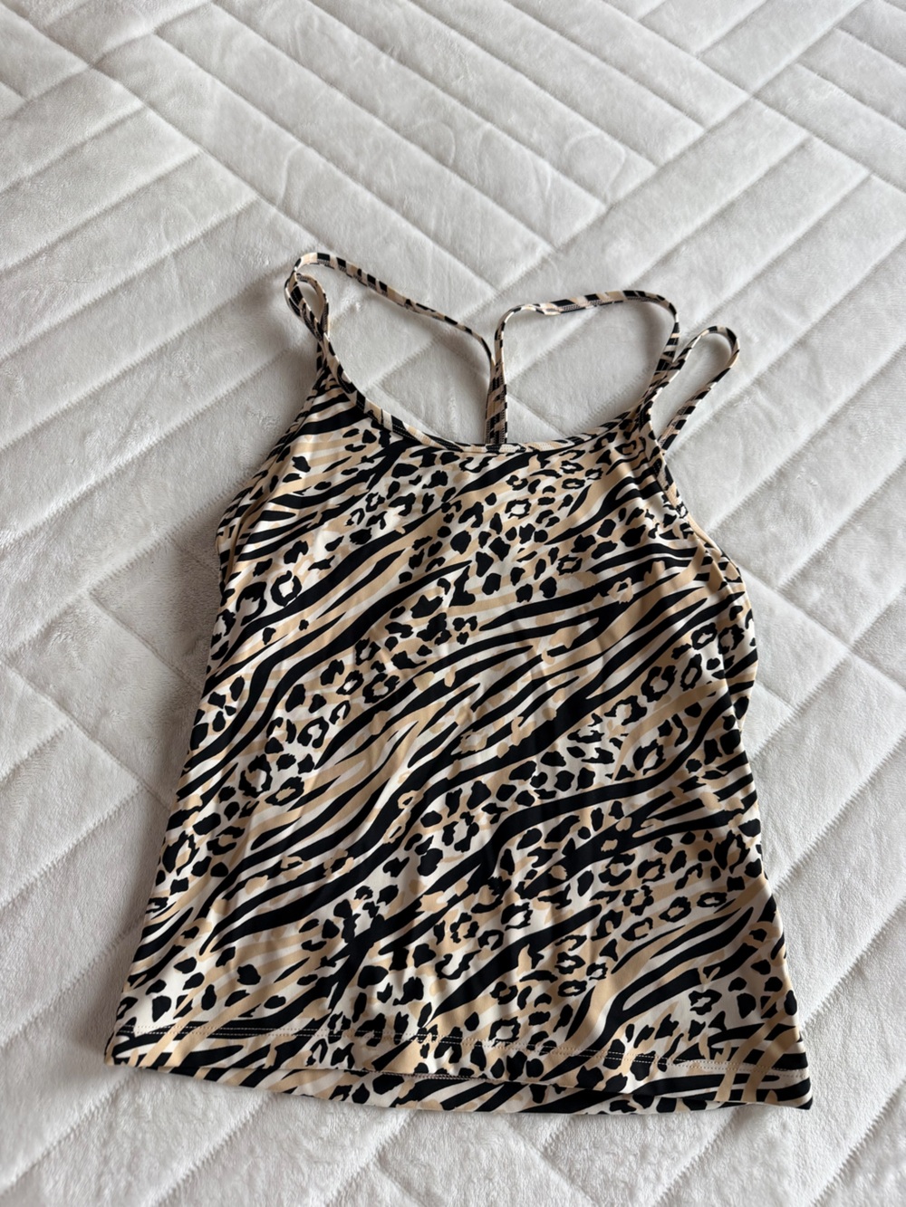 PINK Victoria's Secret Black & Beige Animal Print Swim tank - size Small